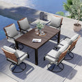 Grand patio 7-Piece Outdoor Dining Set, 6 Leather-Look Wicker Swivel Patio by GrandPatio