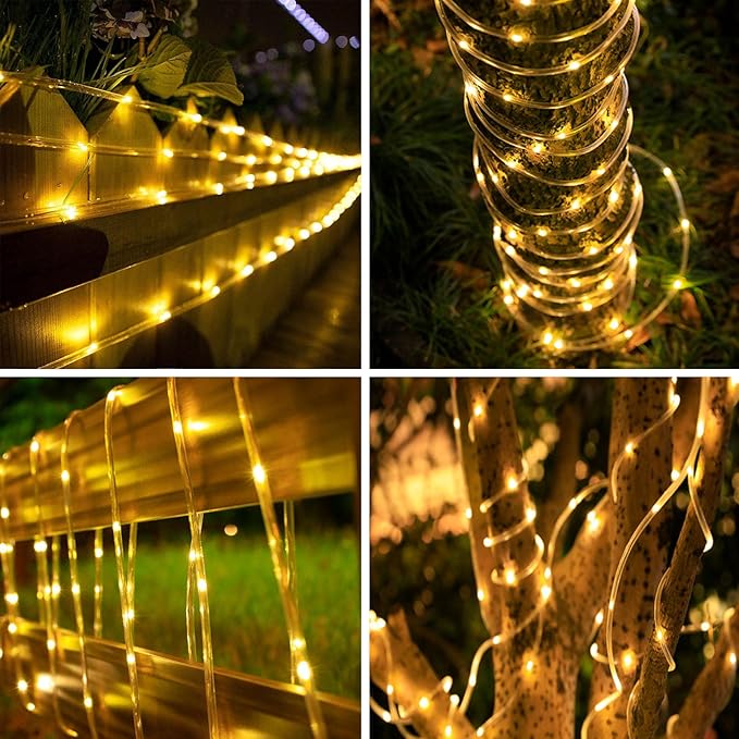 Solar Rope Lights Outdoor Waterproof, 33FT 100LED Outdoor String Lights Clear - Image 2