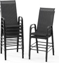 VINGLI Outdoor Bar Chairs Set of 6 – Stackable Outdoor Bar Stools by VINGLI
