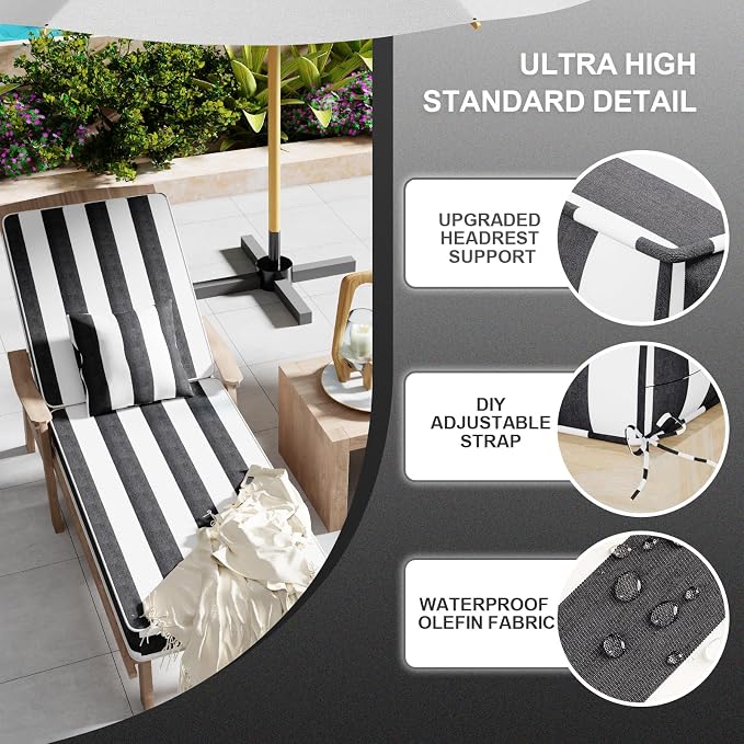 Outdoor Water-Resistant Olefin Chaise Lounge Cushions - Image 5