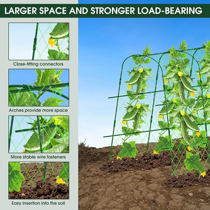 65"×48" Cucumber Trellis for Raised Bed, U-Shape Garden Trellis for Climbing - Image 2