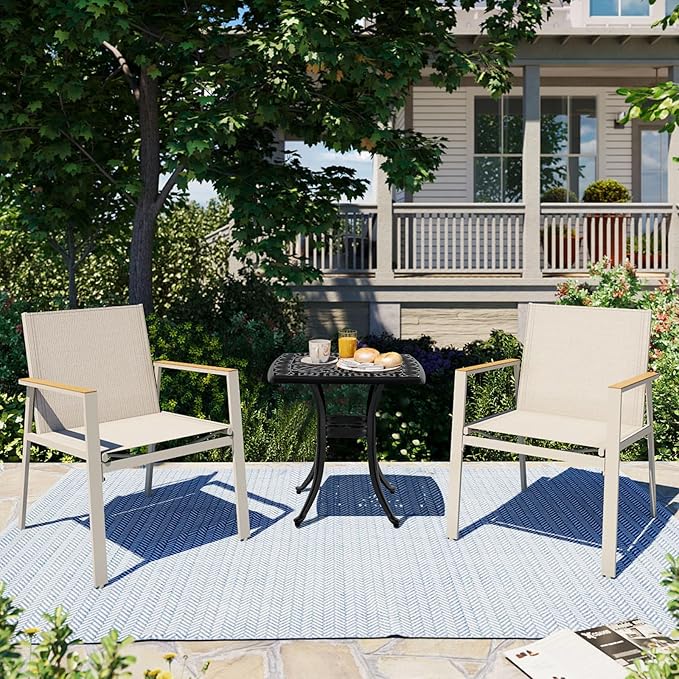 Outdoor 21" Cast Aluminum Square Side Table Set of 2 End Table - Image 2