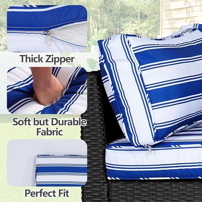 14Pcs Outdoor Cushion Covers Replacement Washable Waterproof UV w/Zipper - Image 3