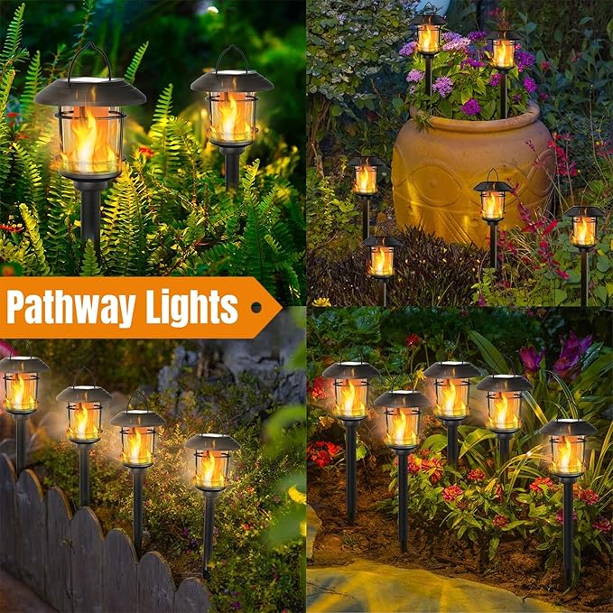 Dynaming 6 Pack Solar Flame Torch Lights Outdoor, Halloween Dual Use Flickering - Image 5