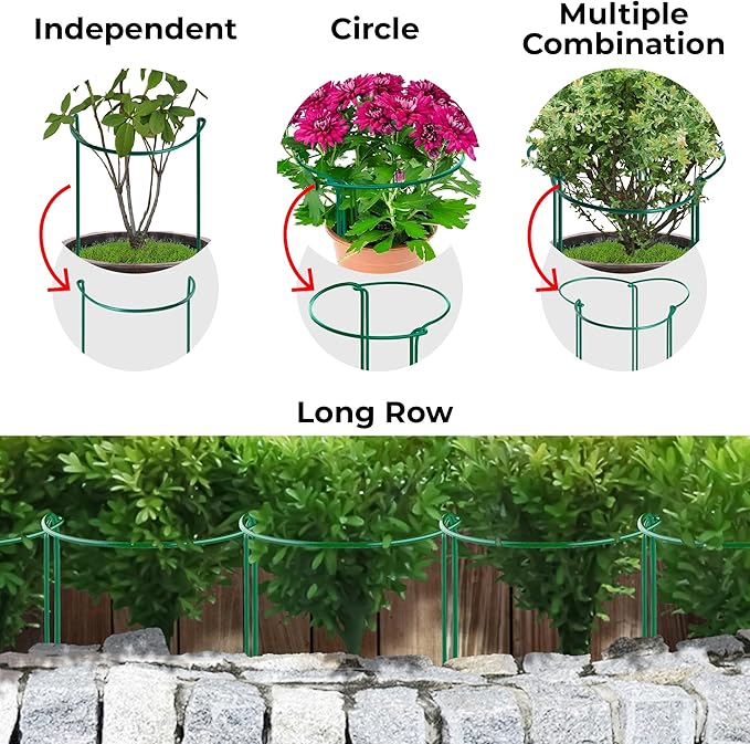 12 Pack Tall Snake Plant Support Stakes – 10" W x 24" H Half Round Peony Cages - Image 4
