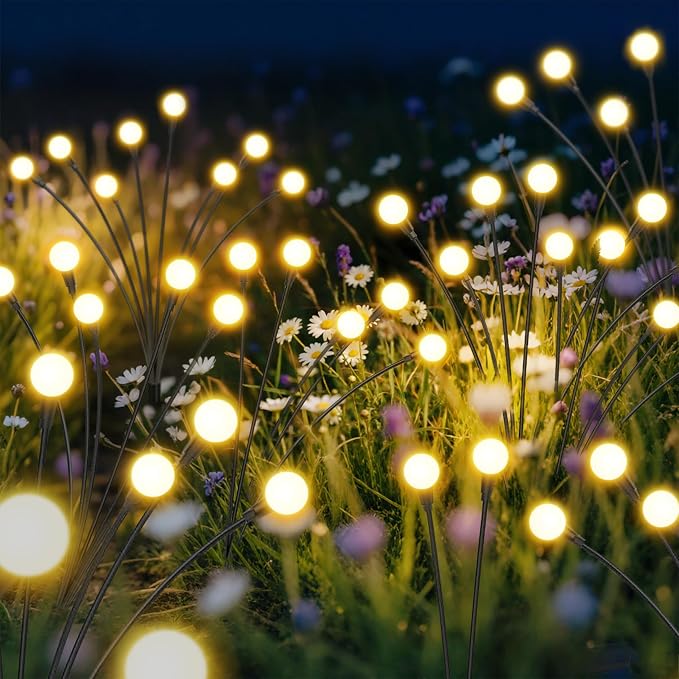 Solar Lights Outdoor-6Pack 48LEDs Solar Garden Firefly Lights Outside, Solar - Image 2