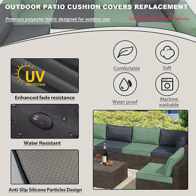Outdoor Cushions Covers for Patio Furniture, Patio Cushion Covers Replacement - Image 3