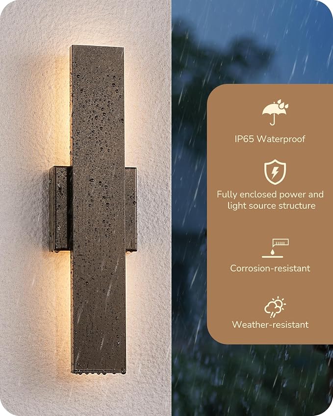 EDISHINE 2 Pack LED Outdoor Wall Lights Dimmable, 15.7" Rectangular Modern - Image 7