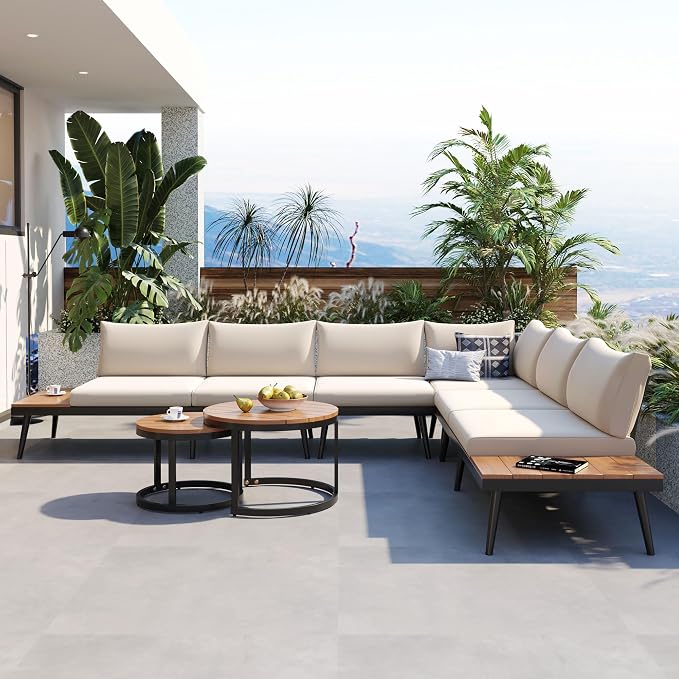 LUMISOL 6 Piece Patio Furniture Set, Outdoor Sectional Sofa Set - Image 9