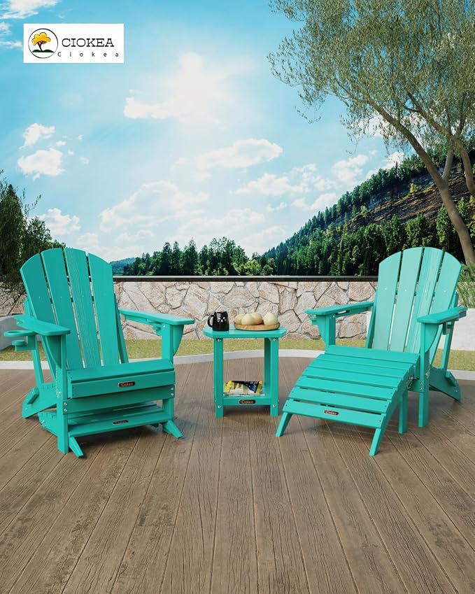 Ciokea Adirondack Outdoor Side Table 2 Pack, 2-Tier Sturdy Patio End Table - Image 2