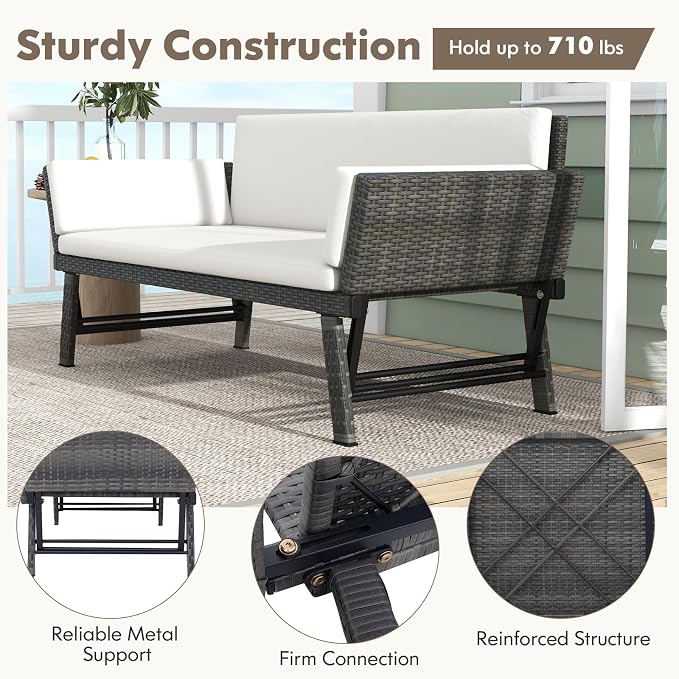 Tangkula Outdoor Convertible Sofa Daybed - Image 8