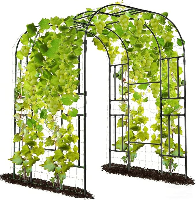 Tall Garden Arch Trellis for Climbing Plants, 87in Tall Metal Plant Support by UrGROWA