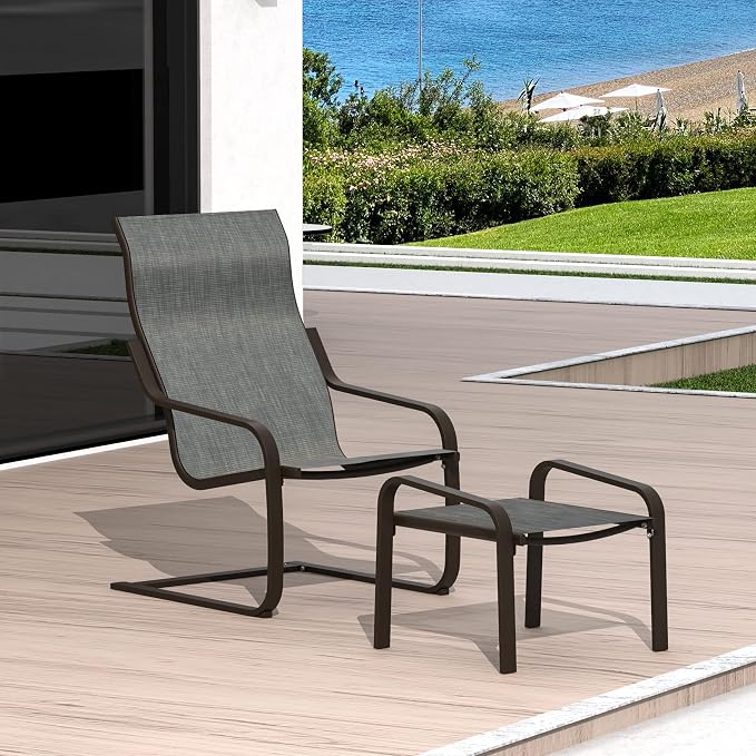 Domi Outdoor C Spring Motion Chair, Patio Bistro Set of 2, All-Weather by domioutdoorliving