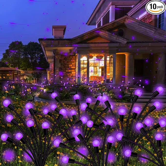 Kohlrabi Solar Garden Lights Outdoor, 10 Pack 80 LED Solar Purple Firefly by KohlrabiDecor