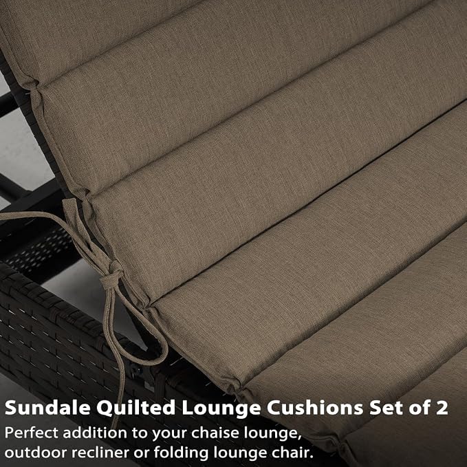 Sundale Outdoor Olefin Quilted Lounge Cushion Set of 4, Patio Foldable Chaise - Image 5