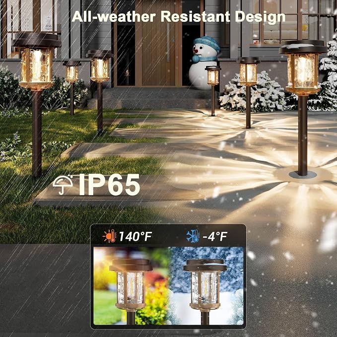 XMCOSY+ Solar Pathway Lights, Dual-Tone Solar Lights Outdoor Waterproof IP65 - Image 4