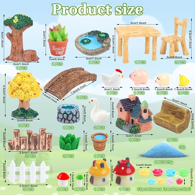 50 Pcs Fairy Garden Miniatures Accessories Bridge House Landscape Water Well - Image 2