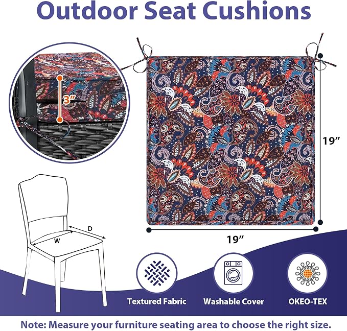Outdoor Chair Cushions Set of 4, Waterproof Outdoor Seat Cushions - Image 6
