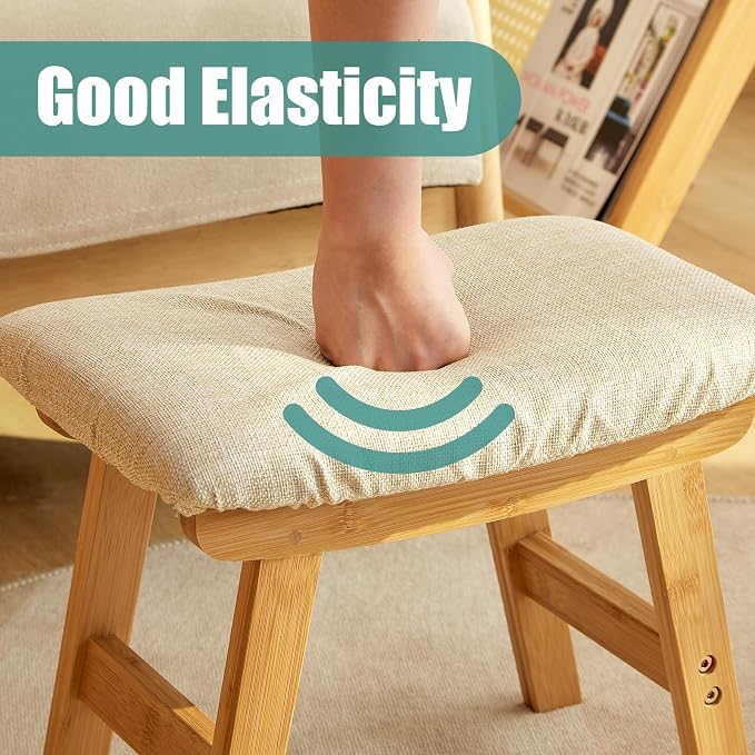 Foot Stool, Foot Stool Small, Ottoman Wood Foot Rest - Image 7