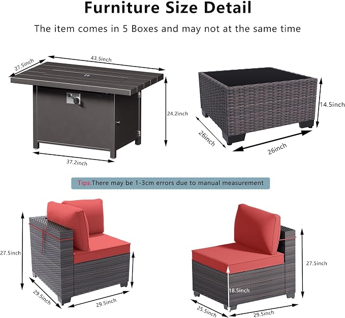 Outdoor Terrace Furniture Set, 8 Piece Outdoor Furniture Set, - Image 2