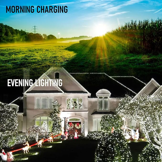 Dazzle Bright 2 Pack Total 400LED 132FT White Christmas Solar String Outdoor - Image 7