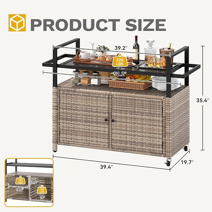DWVO XL Outdoor Storage Cabinet, Patio Storage Table - Image 7