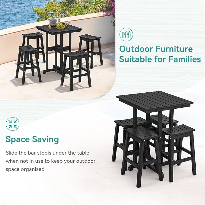 37.5" H Outdoor Bar Table，HDPE Bar Height Table - Image 5