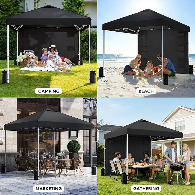 10x10 Pop Up Canopy with Sidewalls, Instant Heavy Duty Canopy Tent - Image 6