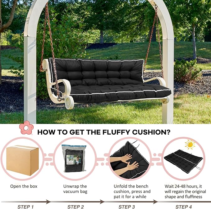 2-3 Seat Swing Replacement Cushion, Outdoor Bench Cushions - Image 6