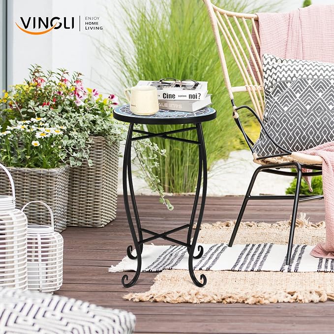 VINGLI Mosaic Accent Table, End Table, Plant Stand Decor - Image 8