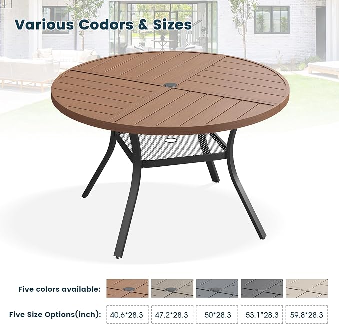 Patio Dining Table for 4, Round Metal Outdoor Table - Image 7