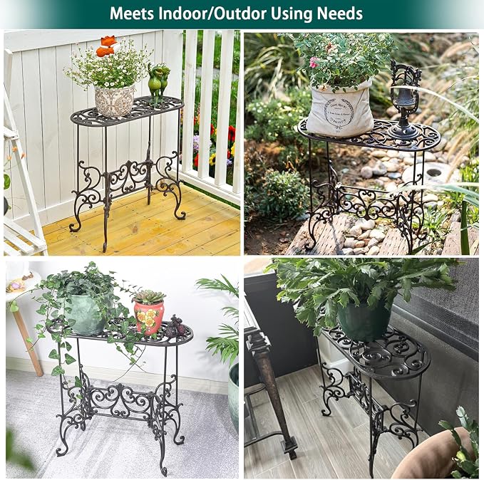 Sungmor Heavy Duty Cast Iron Potted Plant Stand Garden Table - Image 7