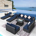 NICESOUL 13 Piece Outdoor Sectional w/Fire Pit Table, Luxury Modular Patio by NICESOUL