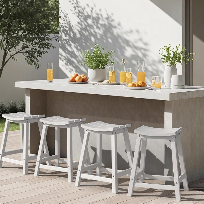 Ciokea 6 Set 24" Counter Height Bar Stools Heavy Duty HDPE Outdoor Bar Stools - Image 7