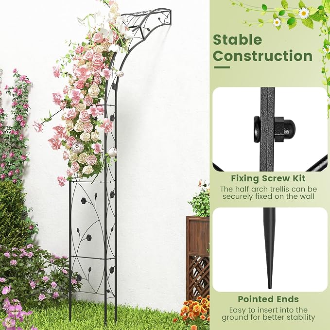 Giantex 2 Half Garden Arch Trellis, 8.2 FT Metal Garden Arbor, 6 Sizes - Image 4