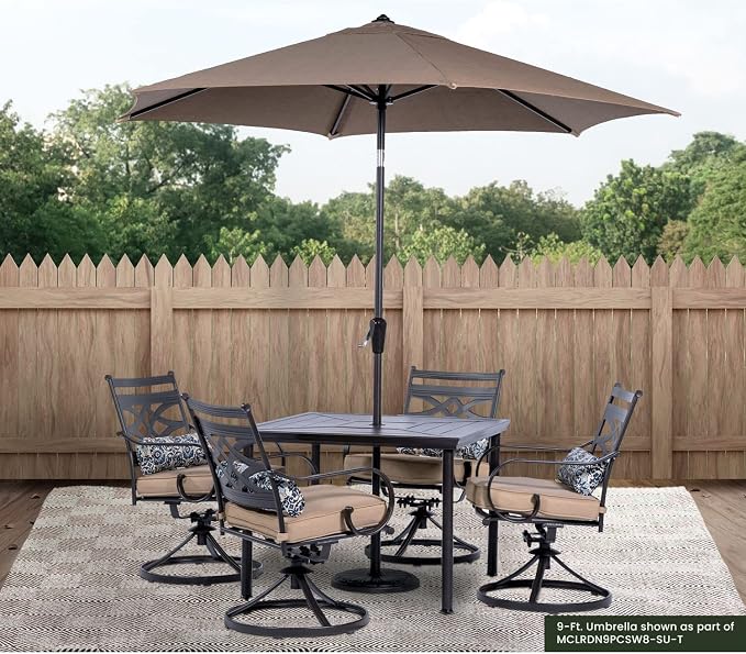 Hanover Montclair 9' Market Outdoor Umbrella, All-Weather, Crank Lever - Image 3