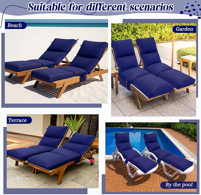 Kigley 2 Pcs Chaise Lounge Cushions, 77.9 x 20.5 x 4.7 Inch Outdoor Lounge - Image 7