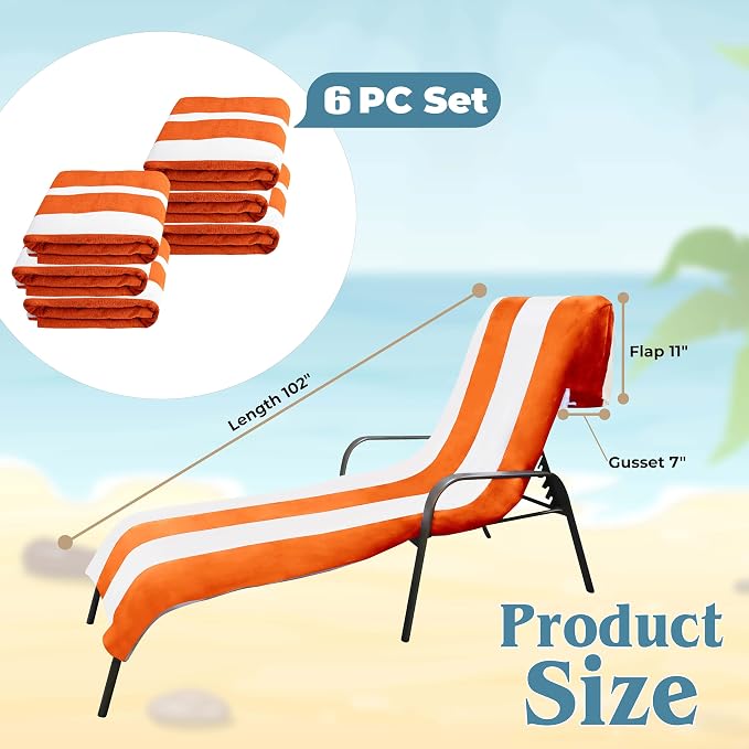 Superior Cabana Cotton Lounge Chair Cover, Outdoor Towel/Chaise Furniture Covers - Image 5