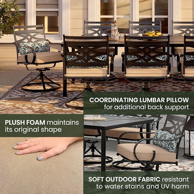 Hanover Montclair 9-Piece Outdoor Dining Set, 8 Swivel Rocker Chairs - Image 10