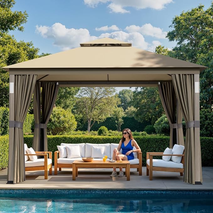 Patio Gazebo 10x12, Outdoor Gazebos, Heavy Duty Gazebo Soft Top Gazebos - Image 8