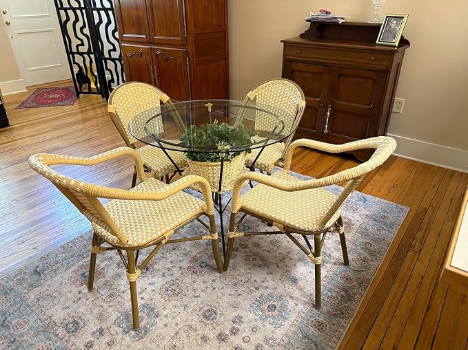 PURPLE LEAF Bistro Chair French Hand-Woven Wicker Armchairs - Image 2