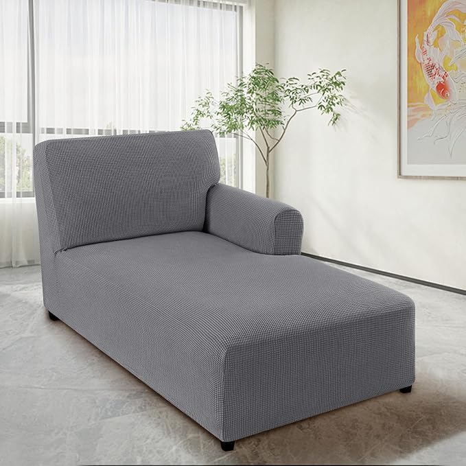FantasDecor Right Chaise Lounge Cover Stretch Chair Lattice Slipcover - Image 2