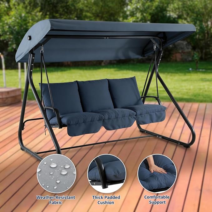 3-Seat Outdoor Convertible Swing Glider - Image 5