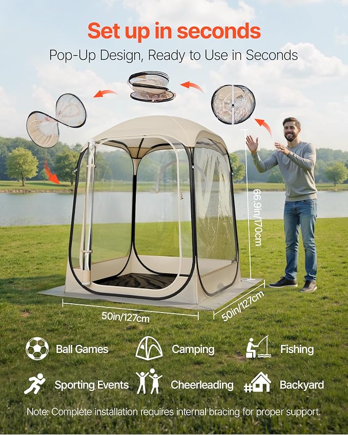 VEVOR Pop up Sports Tent, 8 Sizes Optional Clear Bubble Tent - Image 2