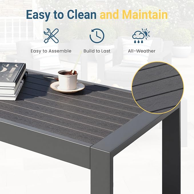 Wisteria Lane Aluminum Outdoor Patio Furniture Coffee Table, All-Weather - Image 5