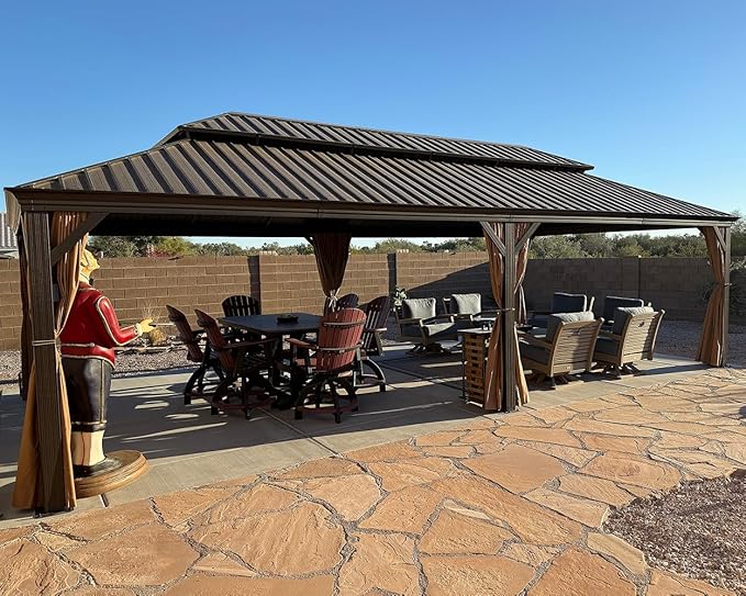 PURPLE LEAF 14' X 28' Outdoor Hardtop Gazebo Patio Wide Aluminum Frame Metal by PURPLELEAF