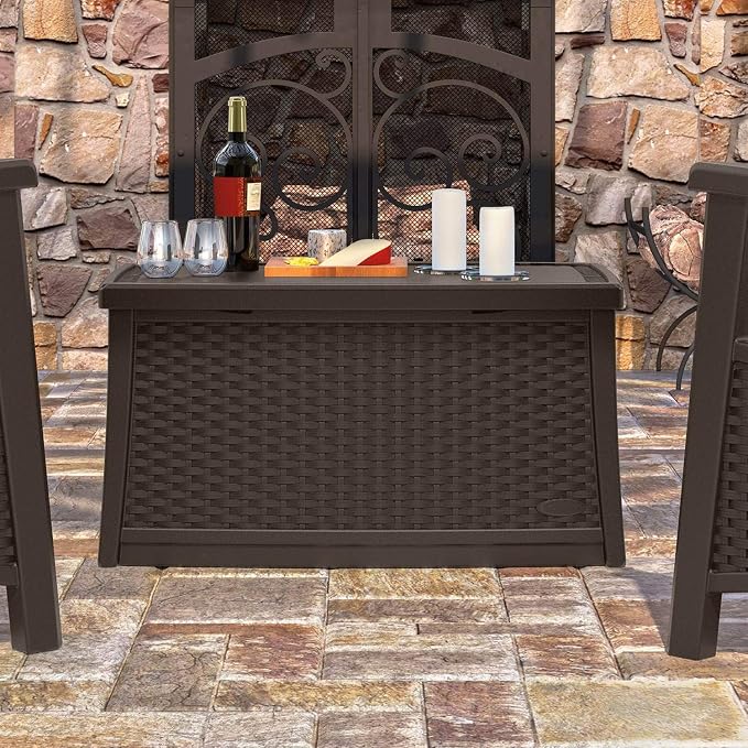 Suncast 30 Gallon Resin Outdoor Patio End Table Storage Box, Made in the USA - Image 7