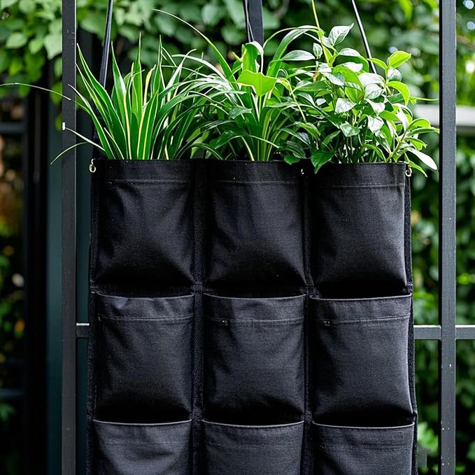 SOUJAP 2 Pack 18 Pockets Vertical Wall Garden Planter Plant Grow Bag, Hanging - Image 6
