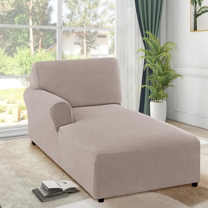 FantasDecor Left Chaise Lounge Cover Stretch Chair Lattice Slipcover - Image 2