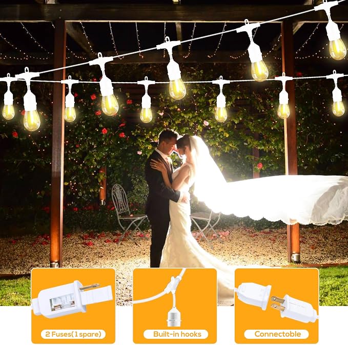 SUFEIMAS 100FT White Outdoor String Lights, IP65 Waterproof 30+2 Plastic LED - Image 7